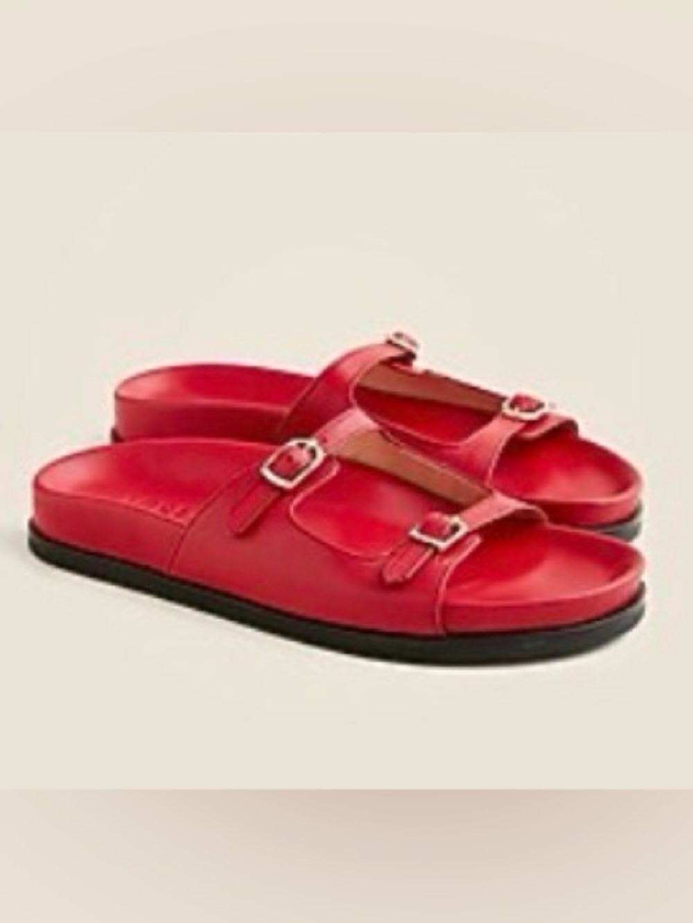 BNWT Jcrew Connie Leather buckle sandal in Red